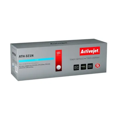 Activejet ATH-321N tsüaansinine toonerkassett (asendab HP 128A CE321A, 1300 lk) HP Color LaserJet Pro printeritele