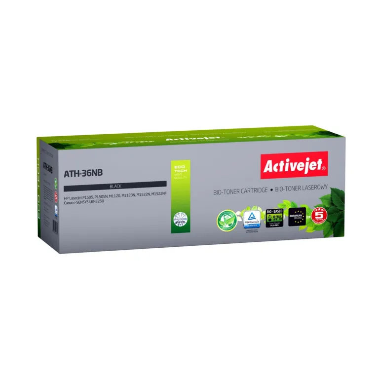 Activejet ATH-36NB BIO must ühilduv laserprinteri tooner HP 36A CB436A/Canon CRG-713 jaoks, 2000 lehte, biolagunev