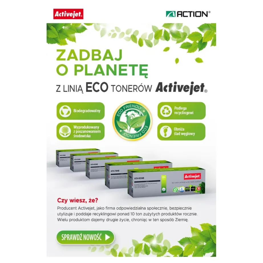 Activejet ATH-78NB BIO must 2500 lk ühilduv laserkuivtooner HP 78A CE278A / Canon CRG-728 printeritele