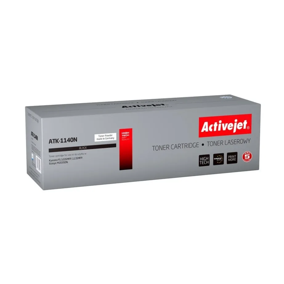 Activejet ATK-1140N must, 7200-leheküljeline ühilduv lasertoonerkassett Kyocera TK-1140 jaoks (FS-1035MFP/DP, 1135MFP, ECOSYS M2035DN, M2535DN)