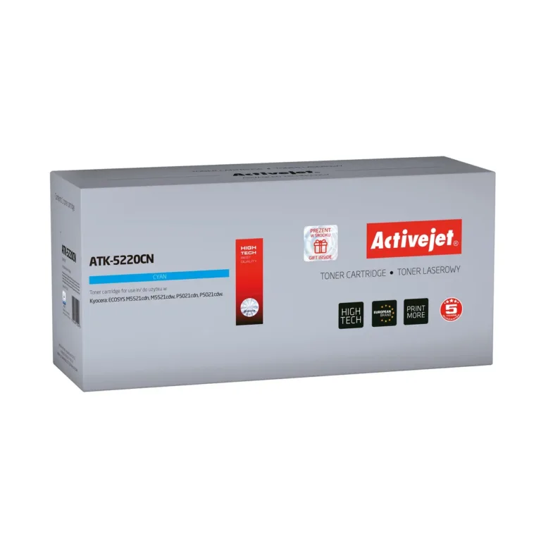 Activejet ATK-5220CN tsüaansinine toonerkassett Kyocera TK-5220C asenduseks, 1200 lehekülge, kiibiga, Kyocera ECOSYS M5521cdn/M5521cdw/P5021cdn/P5021cdw, 1 tk