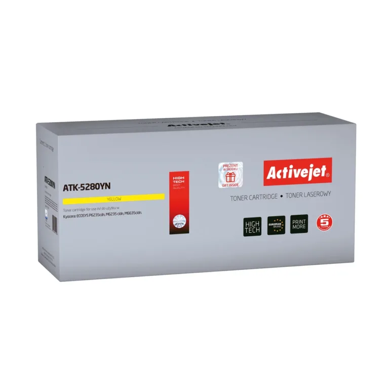 Activejet ATK-5280YN kollane toonerkassett Kyocera TK-5280Y asendus, 11 000 lk, kiibiga, Kyocera Ecosys P6235cdn/M6235cidn/M6635cidn printerile
