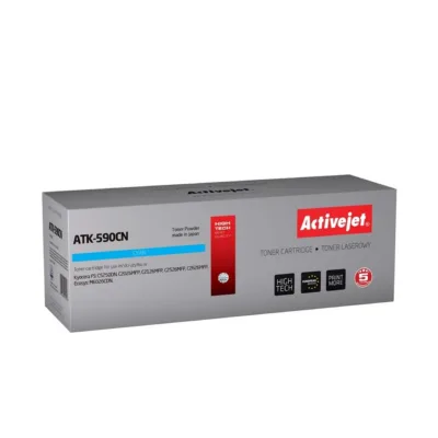 Activejet ATK-590CN 5000-leheline tsüaan tooner, Kyocera TK-590C asendus, FS-C5250DN/C2026MFP/C2126MFP printeritele