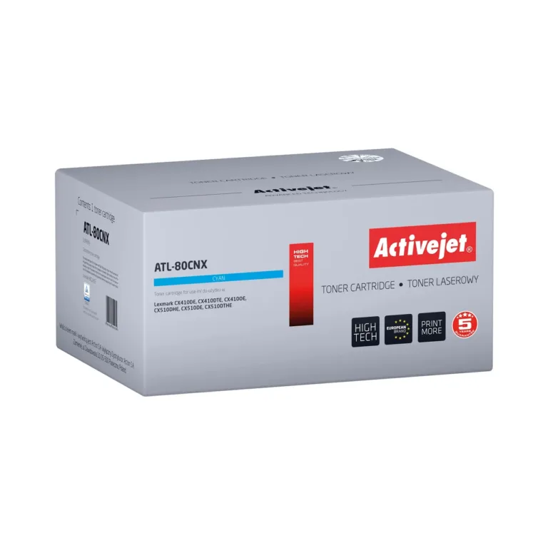 Activejet ATL-80CNX sinine tooner Lexmark 80C2HCE asenduseks, 3000 lehekülge, Lexmark CX410/CX510 laserprinterile