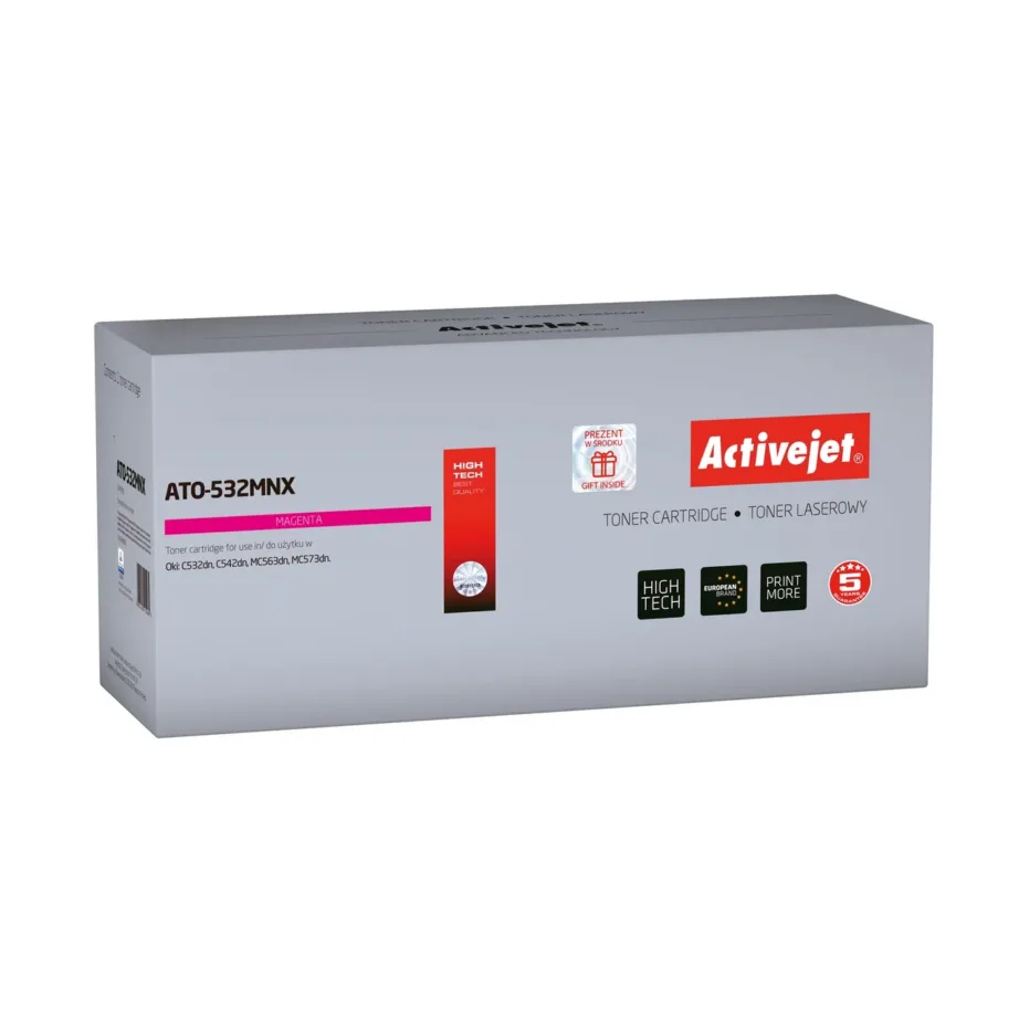 Activejet ATO-532MNX XL magenta toonerkassett (OKI 46490606 asendus, kuni 6000 lk, kiibiga, ühilduv OKI C532dn/C542dn/MC573dn/MC563dn-ga)