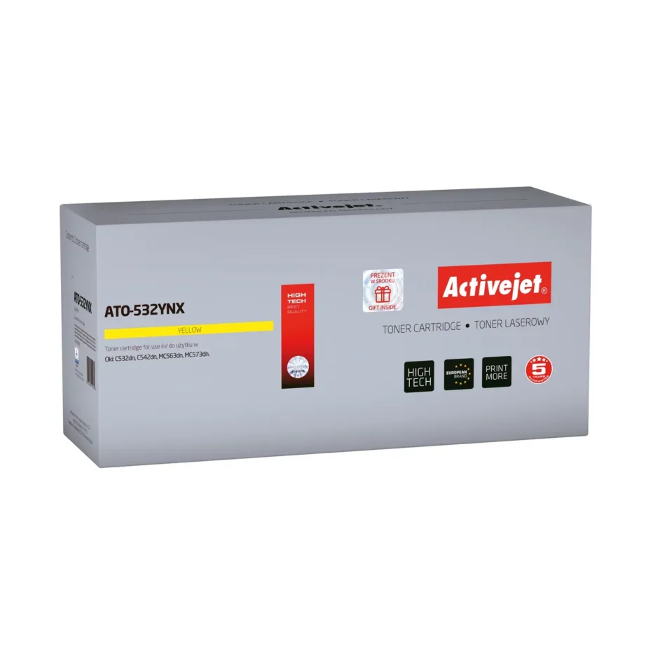Activejet ATO-532YNX Supreme XL kollane tooner (OKI 46490605 ühilduv, 6000 lk, kiibiga, OKI C532dn/C542dn/MC573dn/MC563dn printerile)