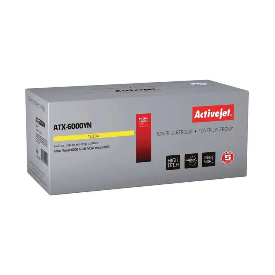 Activejet ATX-6000YN kollane lasertooner Xerox 106R01633 jaoks, 1000 lk, ühilduv Phaser 6000/6010 ja WorkCentre 6015-ga