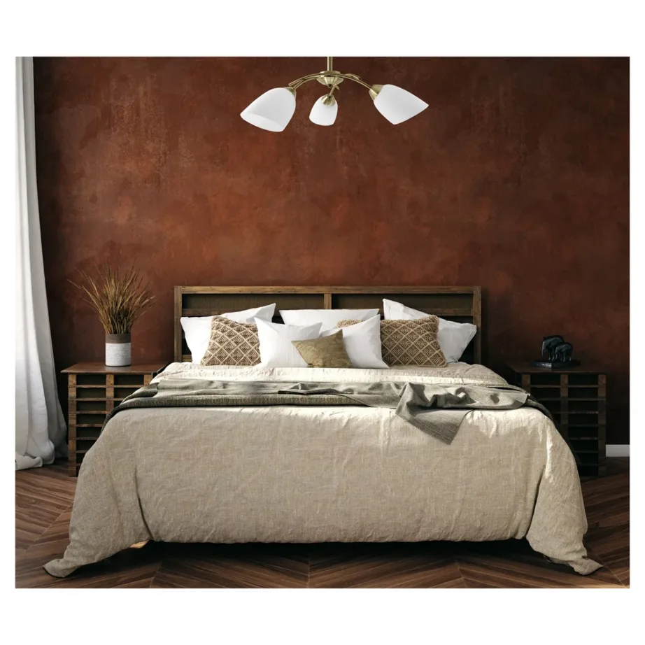 Activejet NIKITA 3P Patyna 70 cm elegantne klaas- ja metallist laelühter 3xE27 elutuppa ja magamistuppa – 3