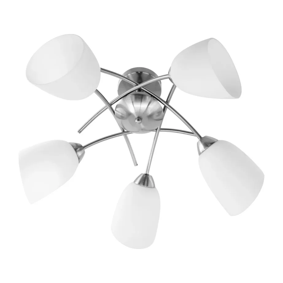 Activejet NIKITA 5P Nikiel 70 cm metallist ja klaasist 5xE27 niklivärvi lühter elutuppa või magamistuppa