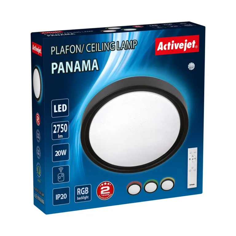 Activejet PANAMA AJE-PANAMA 36 cm 20W must/valge LED RGB laevalgusti, hämardatav ja kaugjuhitav siseruumidesse