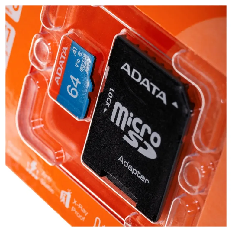 ADATA AUSDX64GUICL10A1-RA1 64GB microSDHC UHS-I Class 10 mälukaart, kuni 85 MB/s, SD-adapteriga, must/sinine