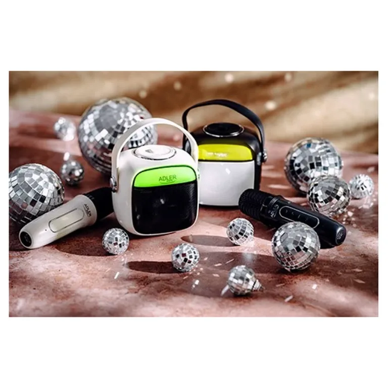 Adler AD 1199b 1500mAh juhtmevaba LED-iga karaoke kõlar mikrofoniga, Bluetooth/USB/SD/AUX, hall