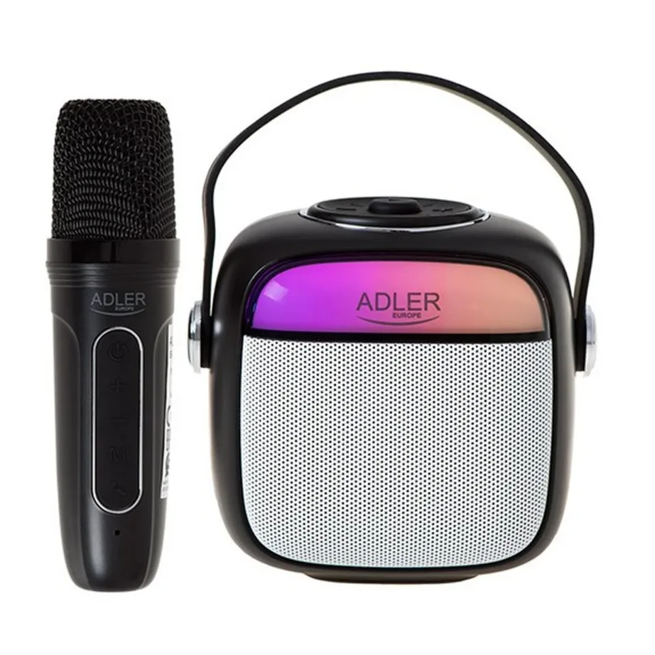 Adler AD 1199b 1500mAh juhtmevaba LED-iga karaoke kõlar mikrofoniga, Bluetooth/USB/SD/AUX, hall