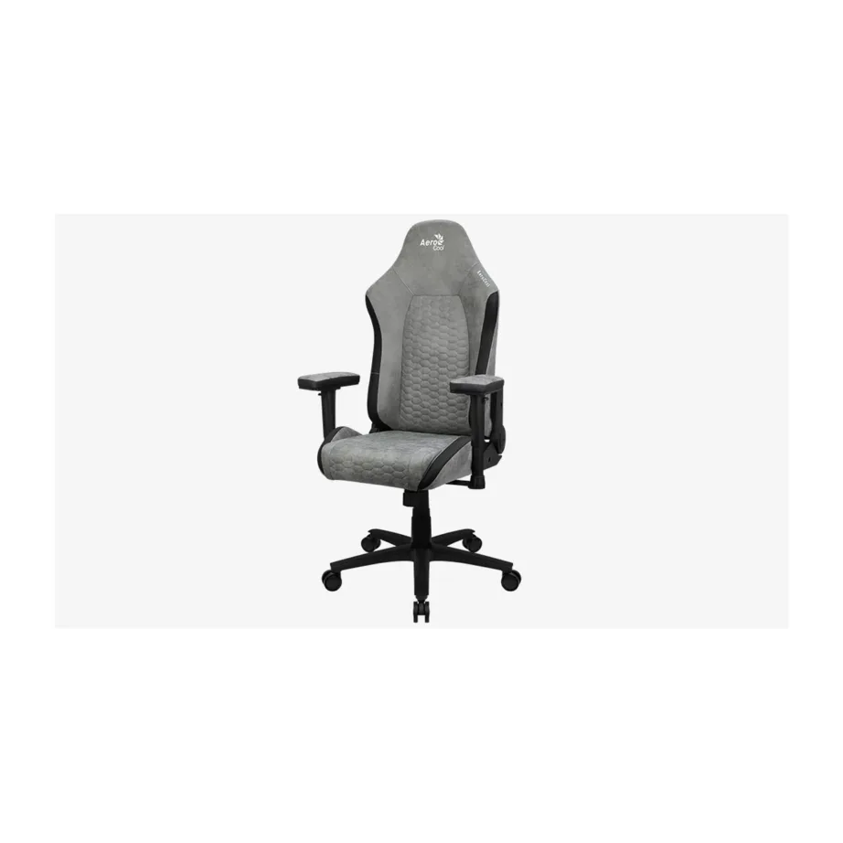 Aerocool Crown AEROCROWN-STONE-GREY 52×52 cm hall kunstnahast universaalne mänguritool, 2D reguleeritavate polsterdatud käetugede ja AeroSuede kattega, terasraam, maksimaalne kandevõime 150 kg – 3