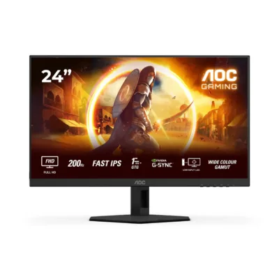 AOC 24G4HRE 23,8" (60,5 cm) Full HD 200 Hz Fast IPS mängurimonitor musta raamita disainiga, HDR10, NVIDIA G-SYNC, reguleeritav alus, sisseehitatud kõlarid