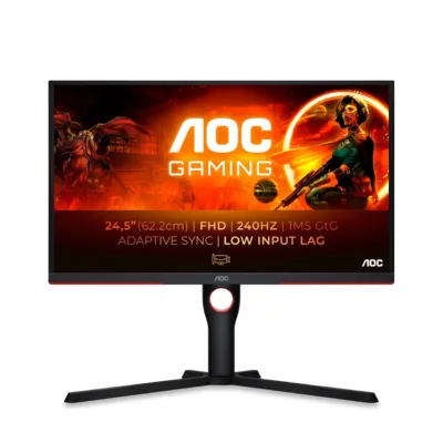 AOC 25G3ZM/BK 24,5" 240Hz Full HD mängurimonitor, FreeSync Premium, must/punane, kõrguse reguleerimine
