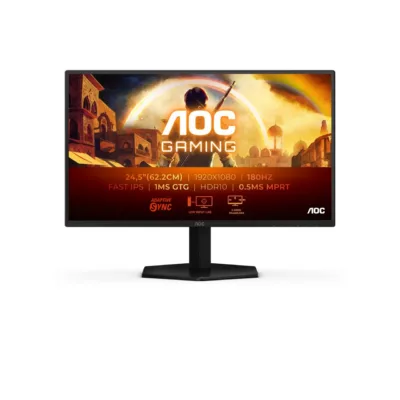 AOC 25G42E 24,5" 180 Hz Fast IPS LED mängurimonitor, Full HD, HDR10, must/punane, raamita disain