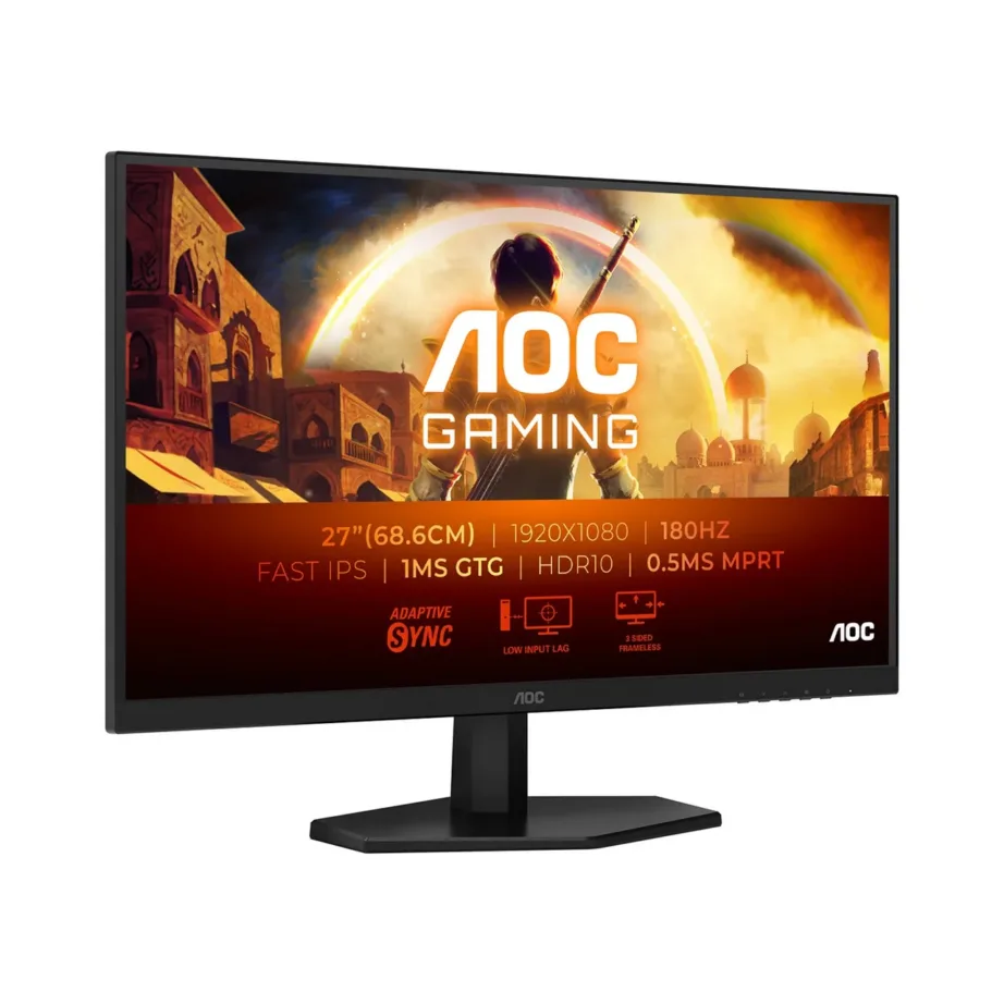 AOC 27G42E 27″ (68,6 cm) 180Hz Fast IPS Full HD mängurimonitor, must, raamita disain, HDR10, VESA, HDMI/DP – 4