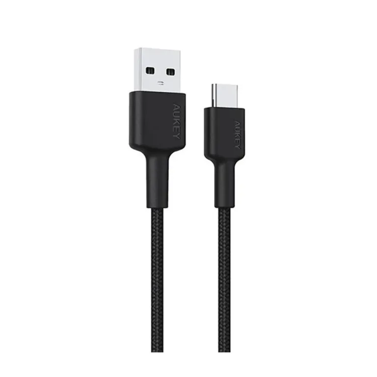 AUKEY CB-CD30 0,9 m must nailonpunutisest USB-A–USB-C kaabel kiirlaadimise ja USB PD 3.0 toega