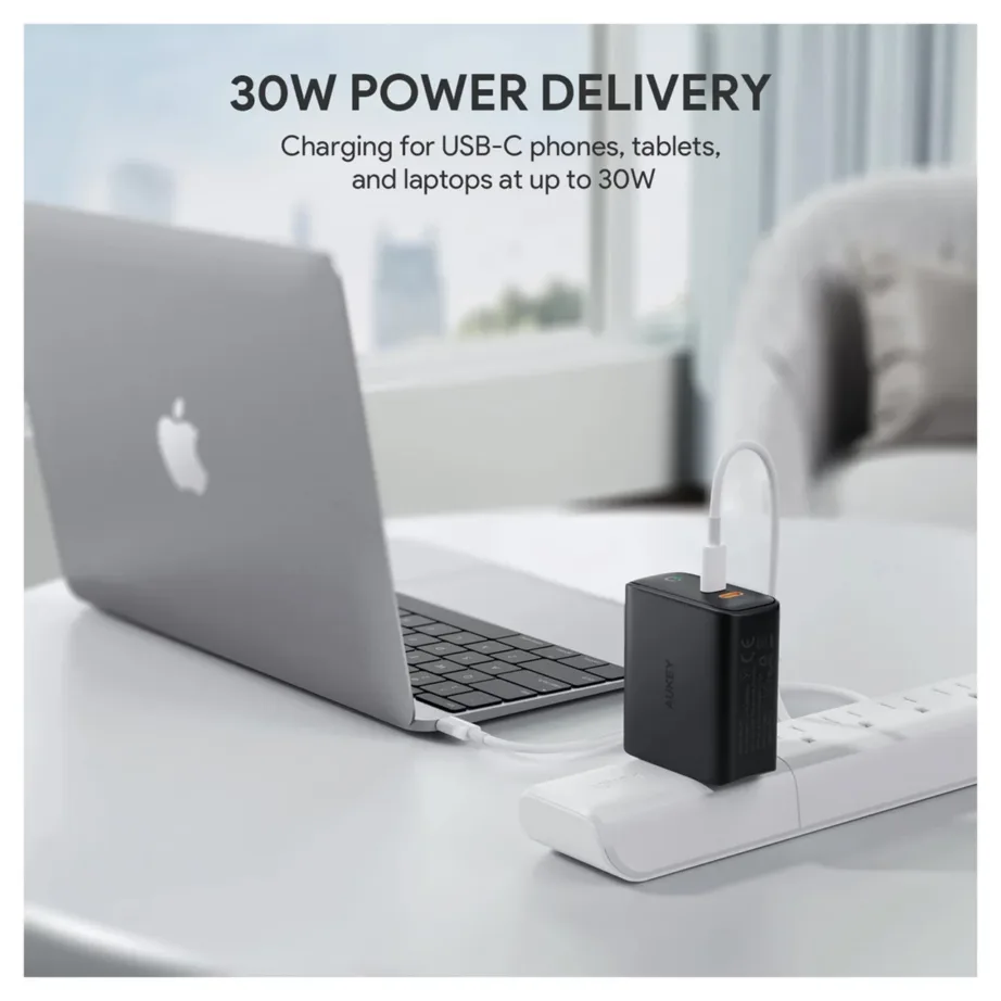 AUKEY PA-D2 36W must USB-C seinalaadija, 64x60x29 mm, ühilduv iPhone, iPad, MacBook, Samsung, Nintendo Switch – 2