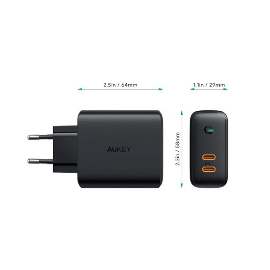 AUKEY PA-D2 36W must USB-C seinalaadija, 64x60x29 mm, ühilduv iPhone, iPad, MacBook, Samsung, Nintendo Switch – 5