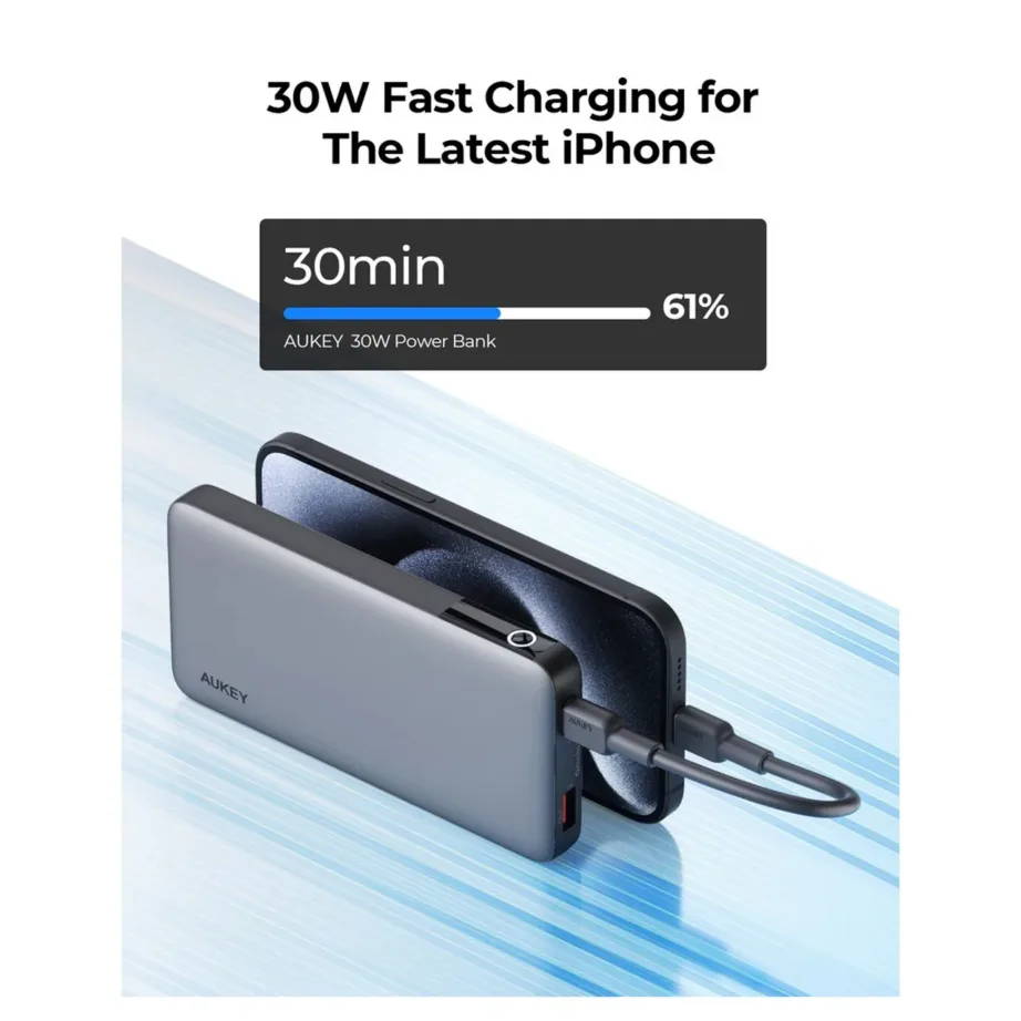 AUKEY PB-Y41 10000mAh hall LiPo akupank USB-C sisendiga, 2 seadmele – 4