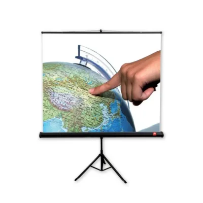 Avtek Tripod Standard 150 150x150 cm 1:1 mattvalge manuaalne põrandale paigaldatav projektsiooniekraan musta korpusega