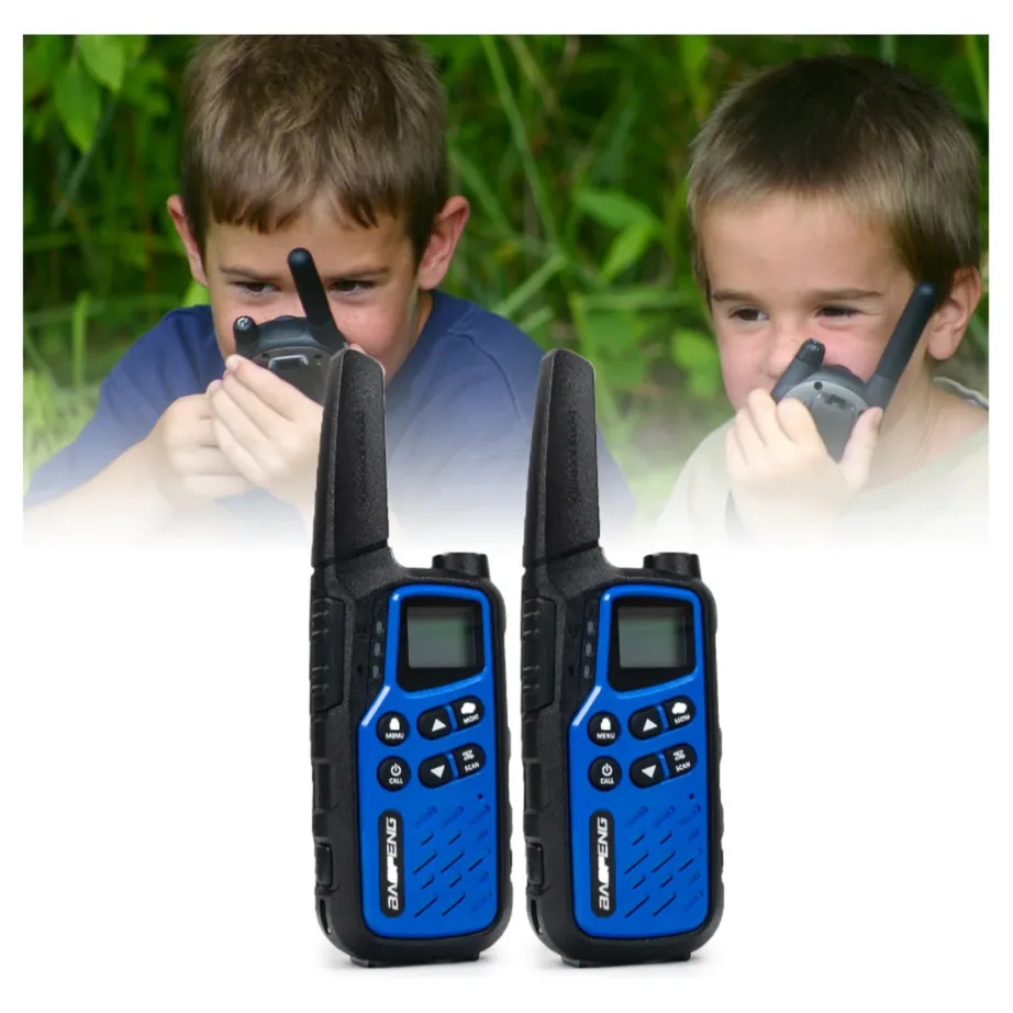 Baofeng BF-T25E 2-osaline 16-kanaline 10 km sinine laste raadiosaatjate komplekt, 1400 mAh Li-Ion aku, VOX, LED, Kenwood 2-pin – 4