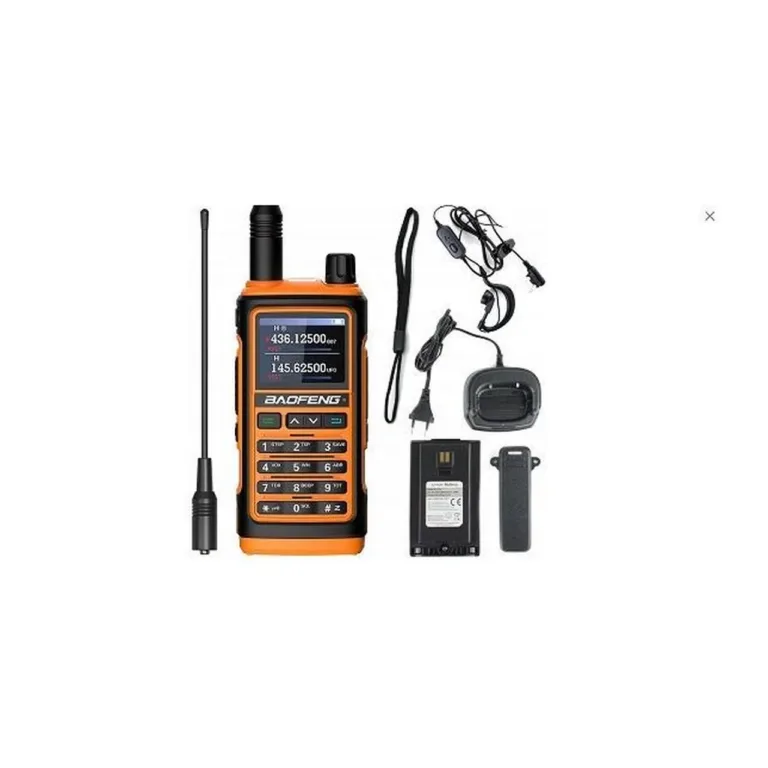 Baofeng UV-17E 2 tk 5W oranžid juhtmevabad raadiosaatjad, 10 km, VOX/1800mAh/FM/taskulamp