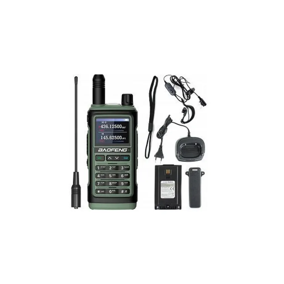 Baofeng UV-17E 5W 1800mAh must 2 tk raadiosaatjate komplekt VOX, FM-raadio ja taskulambiga, 10 km tööraadiusega