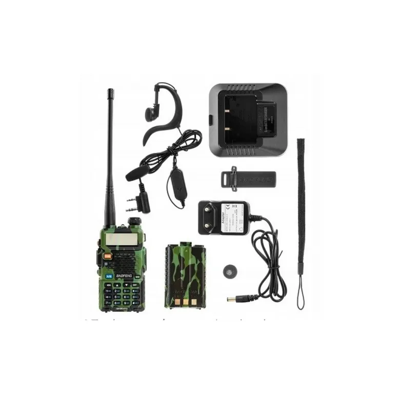 Baofeng UV-5R 5W 1800mAh kamuflaaž käsiraadio FM/VOX/LED-taskulambiga