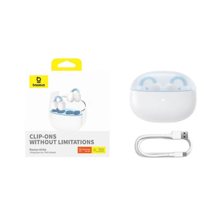 Baseus AirGo 1 A00069201223-00 valged TWS Bluetooth 5.3 veekindlad in-ear kõrvaklapid mikrofoniga ja laadimiskarbiga, 25h kasutusaeg