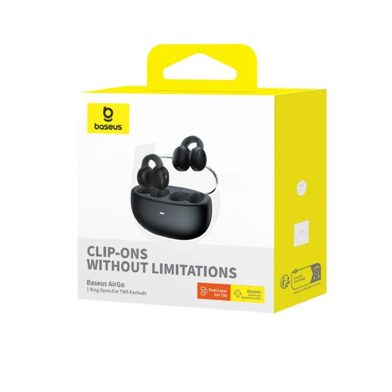 Baseus AirGo 1 Ring A00069201113-00 mustad TWS Bluetooth 5.3 in-ear kõrvaklapid, 6+25 h akuga, veekindlad, puutejuhtimisega, kõnede ja muusika jaoks