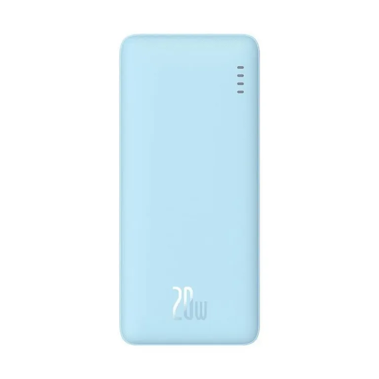 Baseus Airpow P10022801313-00 10000mAh 20W sinine liitium-polümeer toitepank, kahe seadme samaaegseks laadimiseks, USB-C/USB-A/Micro-USB, LED-indikaatorid, kaasas kaabel