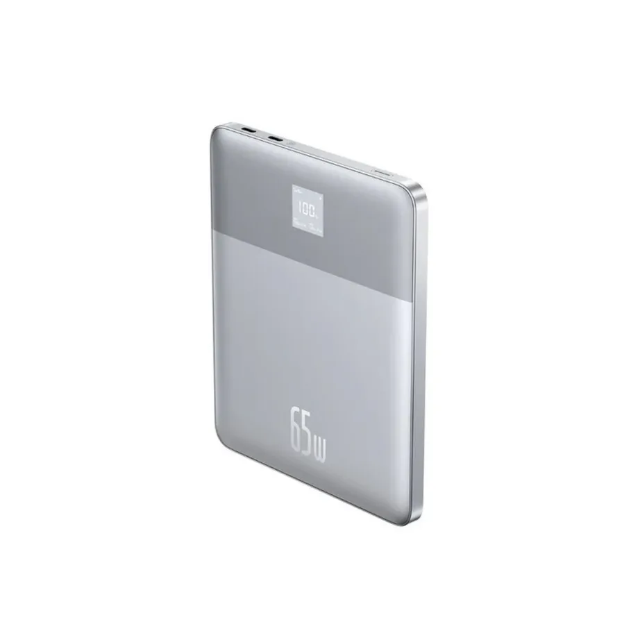Baseus Blade2 P10063801S13-00 12000 mAh 65W hõbedane üliõhuke kiirlaadimisega USB-C akupank sisseehitatud ekraani ja suure turvalisusega, sobib sülearvutitele, telefonidele ja tahvelarvutitele. – 2