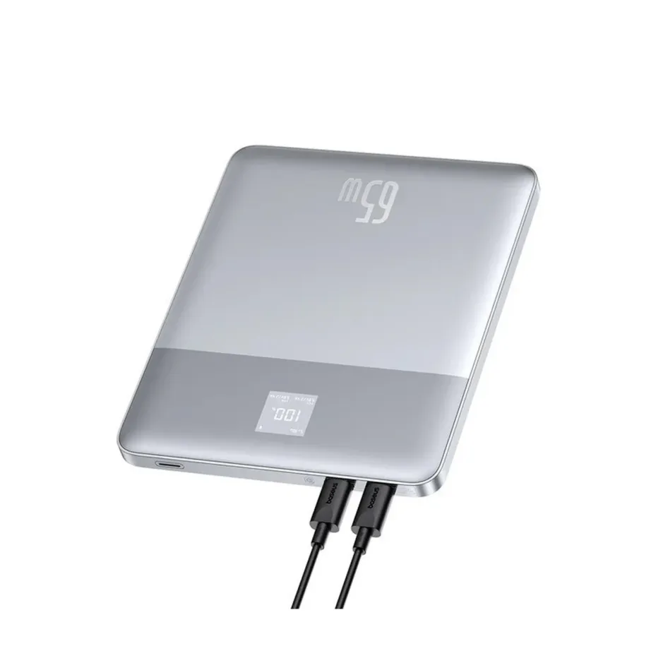 Baseus Blade2 P10063801S13-00 12000 mAh 65W hõbedane üliõhuke kiirlaadimisega USB-C akupank sisseehitatud ekraani ja suure turvalisusega, sobib sülearvutitele, telefonidele ja tahvelarvutitele. – 4
