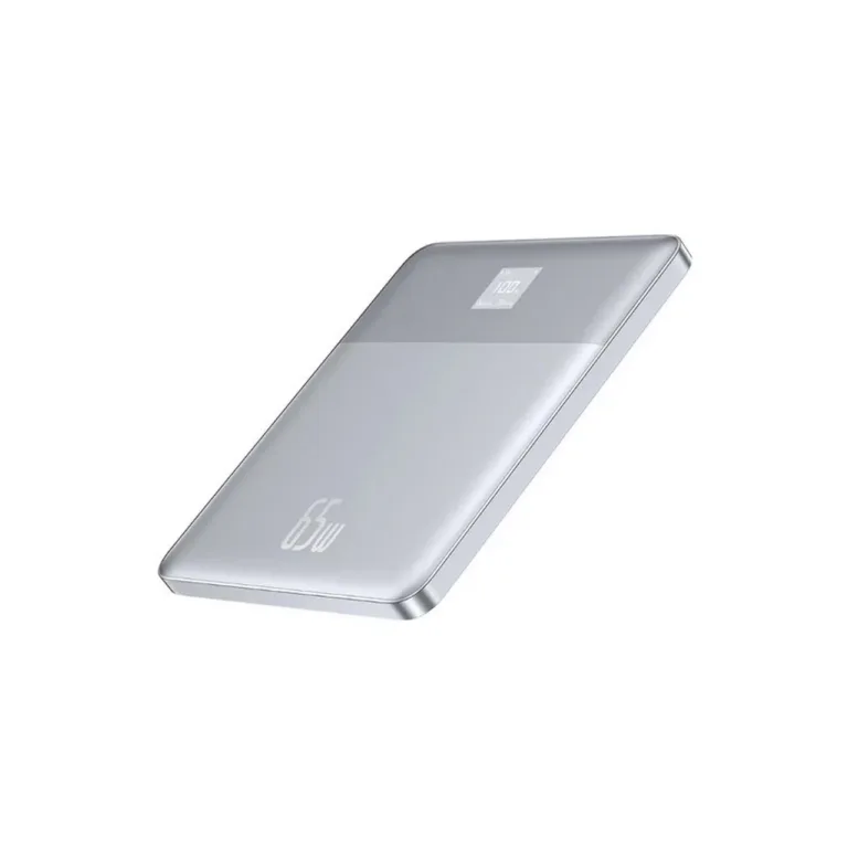 Baseus Blade2 P10063801S13-00 12000 mAh 65W hõbedane üliõhuke kiirlaadimisega USB-C akupank sisseehitatud ekraani ja suure turvalisusega, sobib sülearvutitele, telefonidele ja tahvelarvutitele.