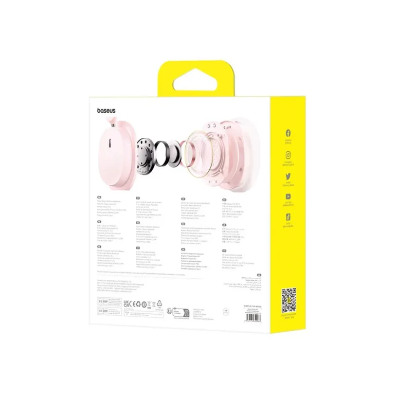 Baseus Bowie D05 V5.3 Bluetooth 600mAh roosad juhtmevabad on-ear kõrvaklapid-mikrofon, 70 tundi kuulamisaega