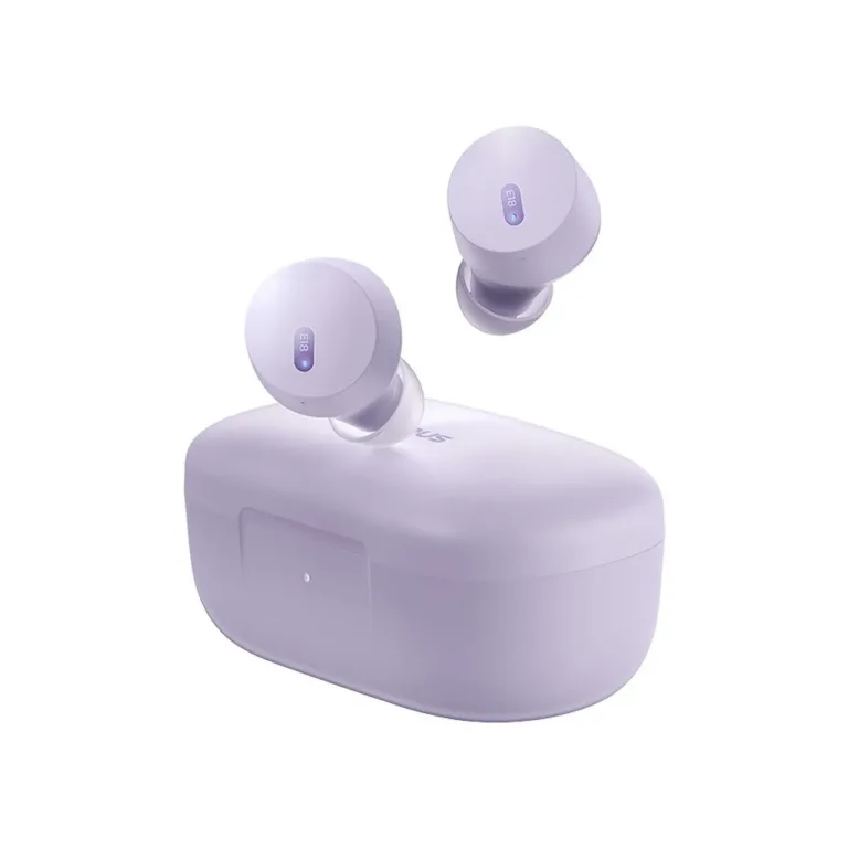 Baseus Bowie E18 lilla TWS in-ear juhtmevaba kõrvaklappide komplekt kõnedele ja muusikale, IPX4, Bluetooth 5.3, laadimiskarbi ja mürasummutusega