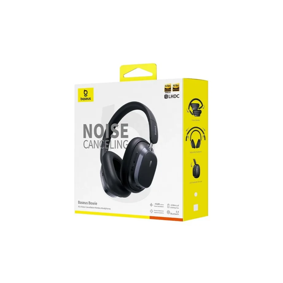 Baseus Bowie H1s mustad Bluetooth 5.4 juhtmevabad aktiivse mürasummutusega kõrvaklapid, 800 mAh aku, mikrofoniga, pea peale – 7