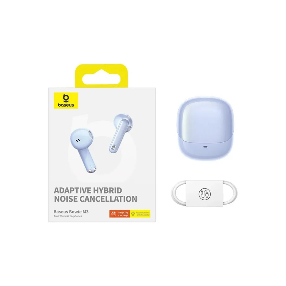 Baseus Bowie M3 Galaxy Blue TWS Bluetooth 5.3 in-ear kõrvaklapid mikrofoniga, 6,5 t tööaeg, USB-C ja juhtmevaba laadimine, laadimiskarbiga – 5