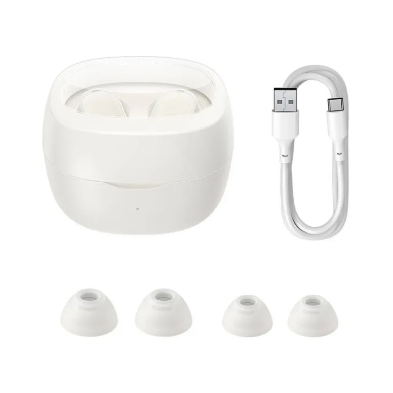 Baseus Bowie WM02 valged TWS in-ear juhtmevabad kõrvaklapid laadimiskarbiga, Bluetooth 5.3, kuni 25 h aku, USB-C