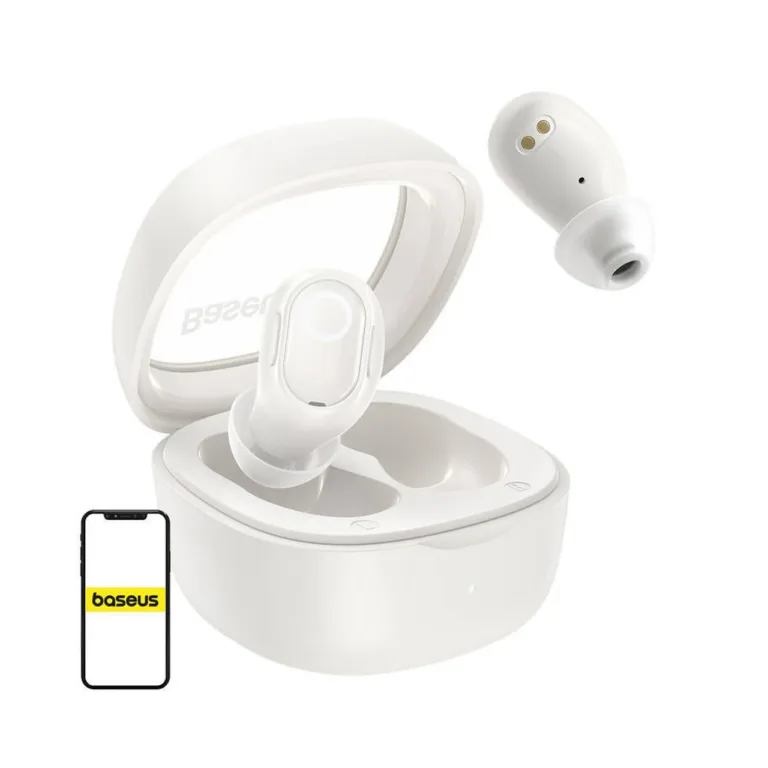 Baseus Bowie WM02 valged TWS in-ear juhtmevabad kõrvaklapid laadimiskarbiga, Bluetooth 5.3, kuni 25 h aku, USB-C
