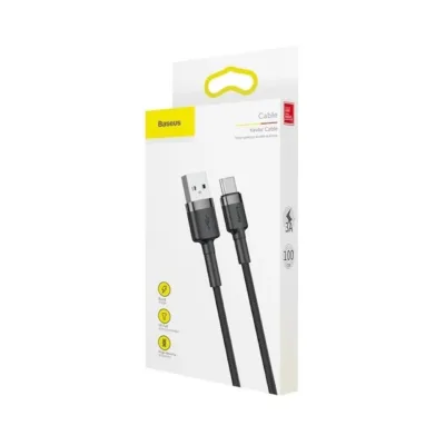 Baseus CATKLF-BG1 1 m USB-A–USB-C kaabel, 3A, alumiinium/nailon, must