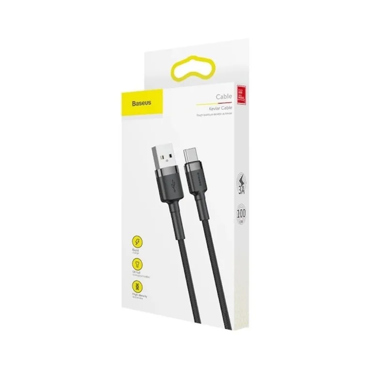 Baseus CATKLF-BG1 1 m USB-A–USB-C kaabel, 3A, alumiinium/nailon, must