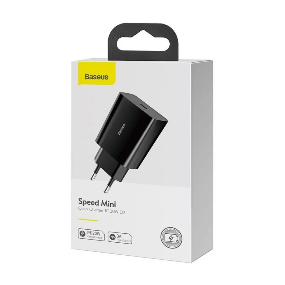 Baseus CCFS-SN01 20W must USB-C kiirlaadija, AC toiteadapter, 1 port, nutitelefonile, 50x43x26 mm - 10