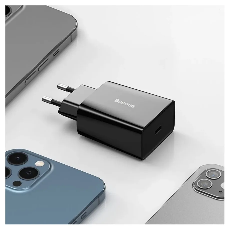 Baseus CCFS-SN01 20W must USB-C kiirlaadija, AC toiteadapter, 1 port, nutitelefonile, 50x43x26 mm - 3
