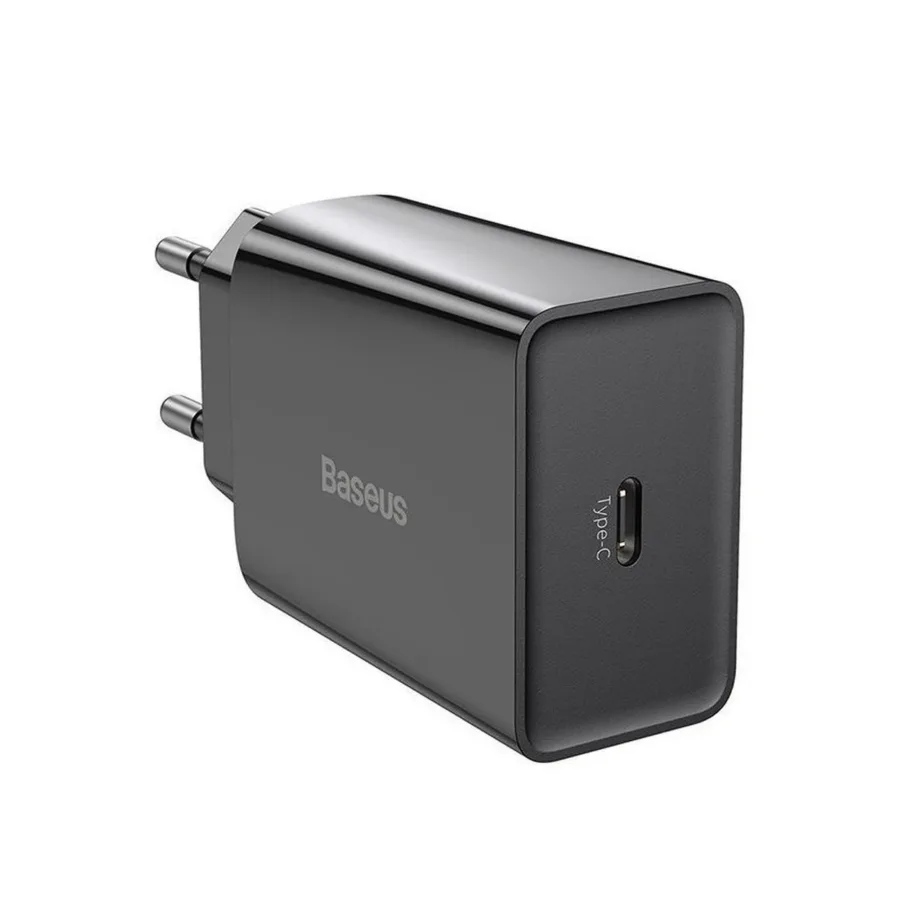 Baseus CCFS-SN01 20W must USB-C kiirlaadija, AC toiteadapter, 1 port, nutitelefonile, 50x43x26 mm