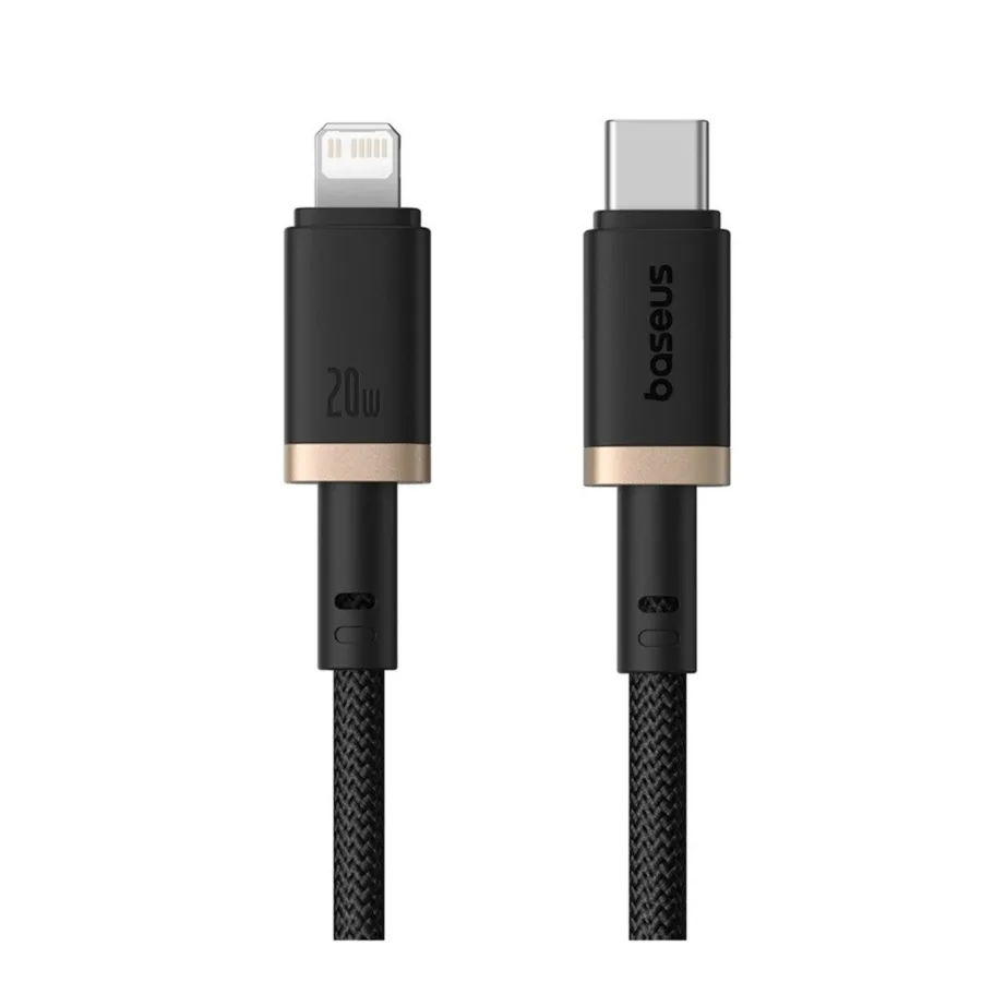 Baseus Dura 1 m must/kuldne USB-C – Lightning 20 W kiirlaadimiskaabel, nailon, iPhone’ile – 2