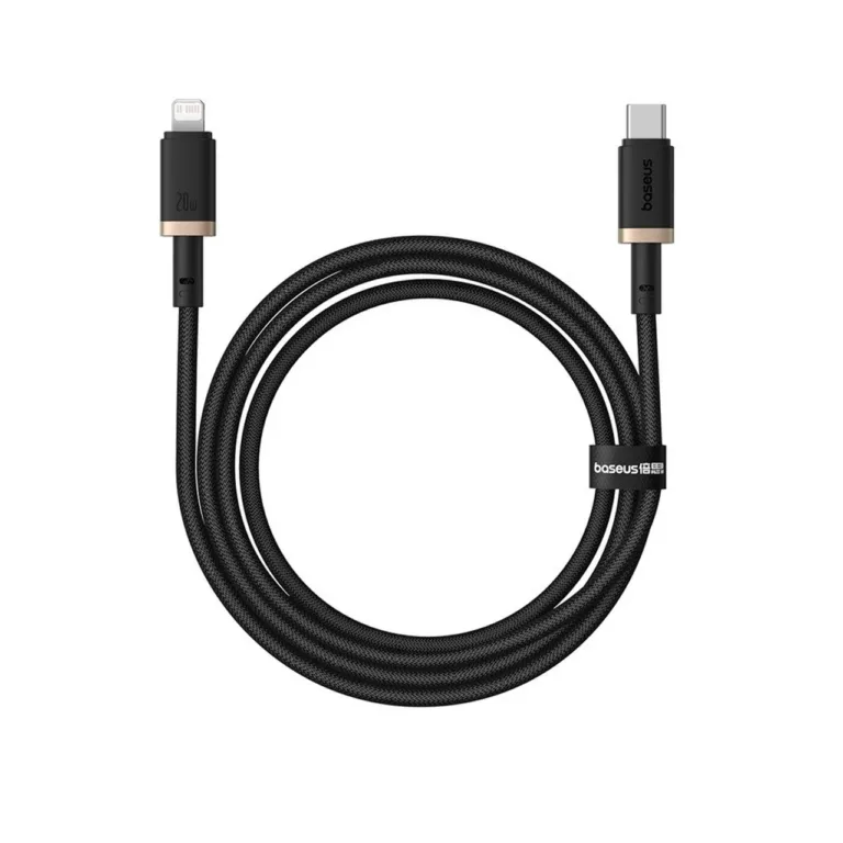 Baseus Dura 1 m must/kuldne USB-C – Lightning 20 W kiirlaadimiskaabel, nailon, iPhone’ile
